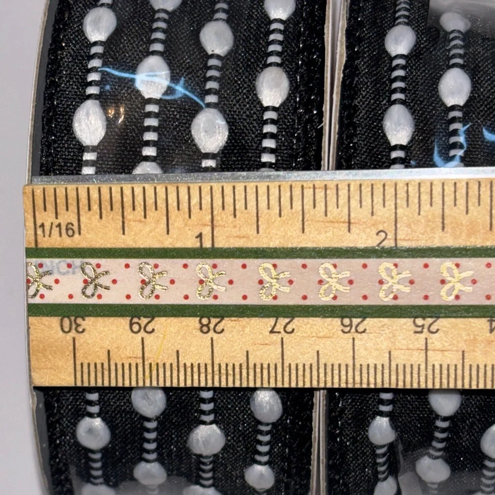 Black and White Snowball Weave Ribbon Black and White Dot Pattern Ribbon 25ft